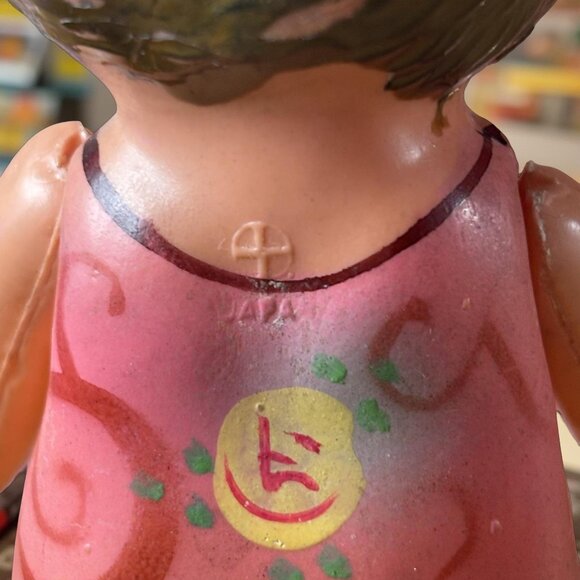 Celluloid Doll Side Eye in Swim Suit 6" Japan Movable Arms Molded Hair Finger Wa - Picture 7 of 10